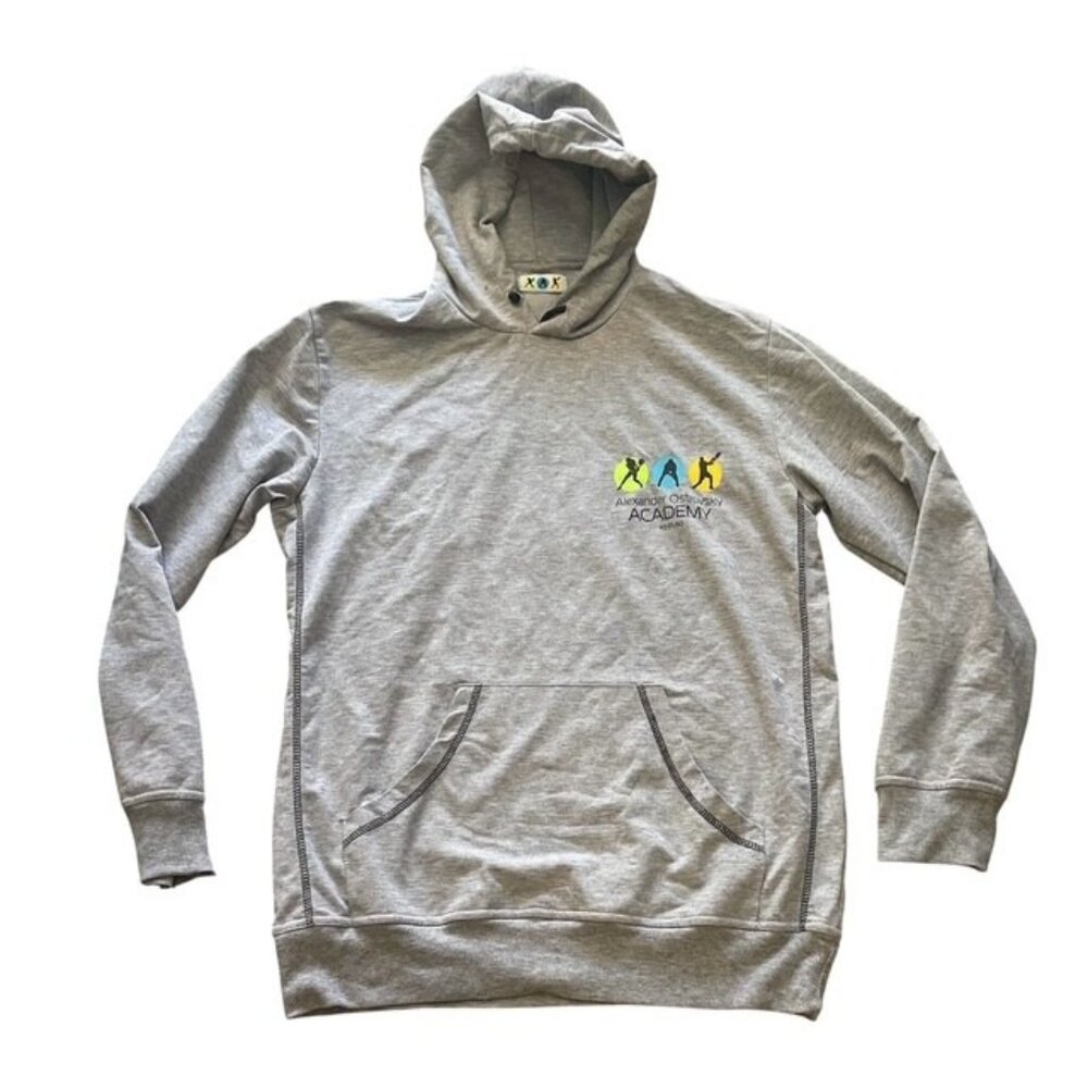 Alexander Ostrovsky Academy Hoodie Tennis Gray Pullover Sweatshirt Adult L